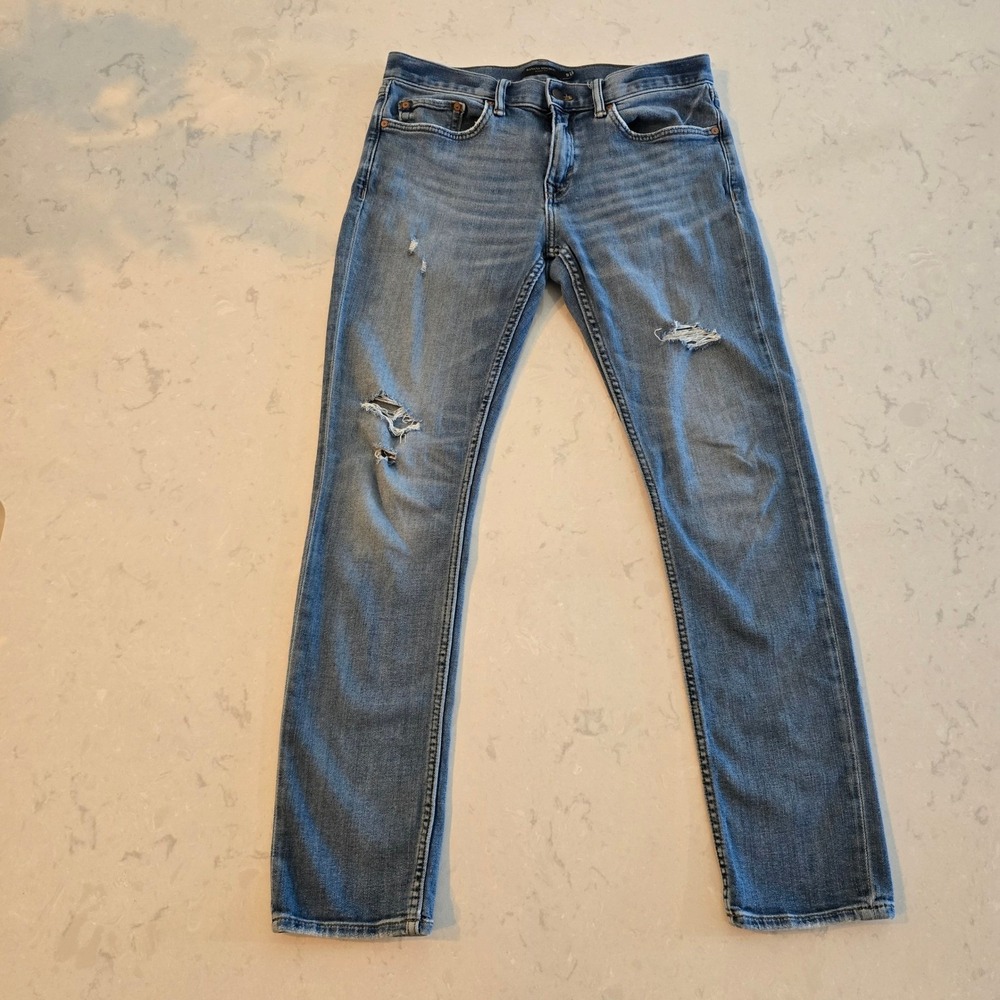 Banana Republic Mens Skinny Fit Distressed Ripped Blue Denim Jeans 32x32